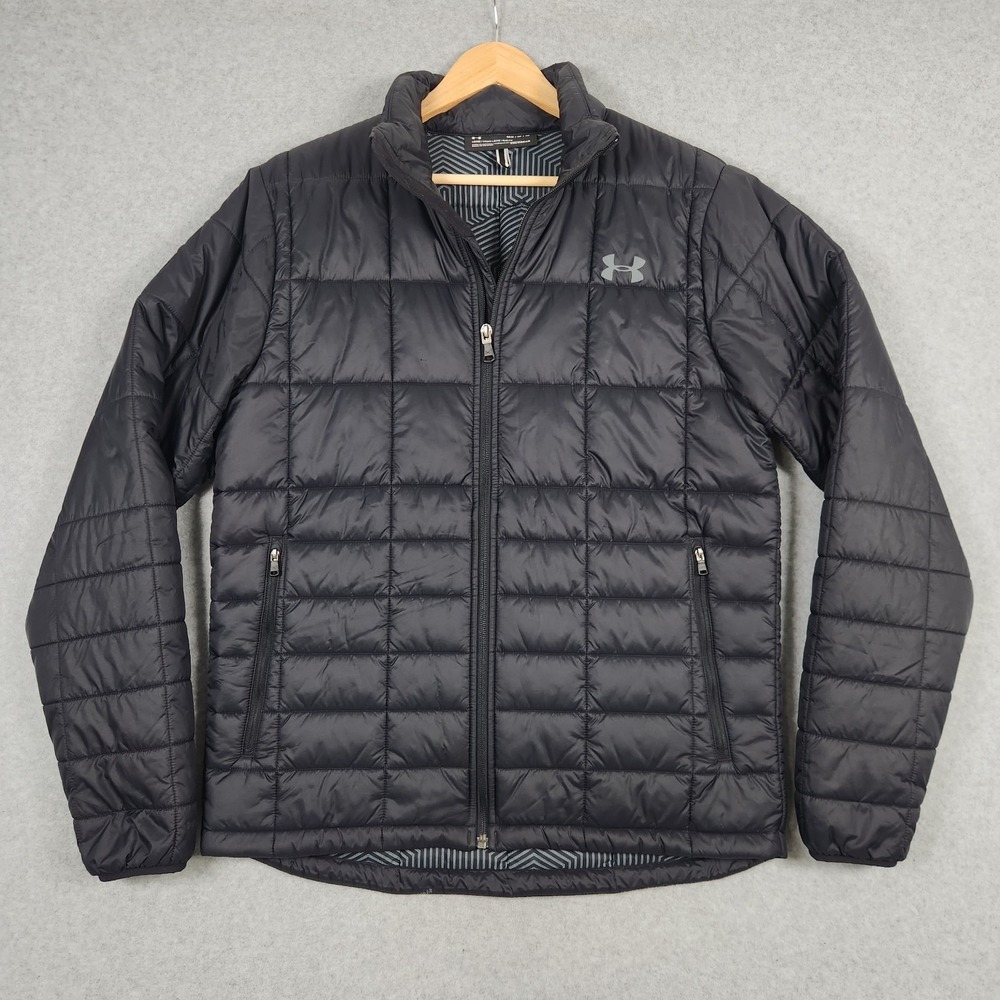 Under Armour Puffer Jacket Mens Medium Black ColdGear Infrared  Full Zip Storm
